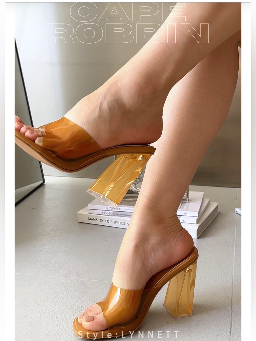 Cape Robbin Women’s Beige/Tan Jelly Strap Block Heel Mules - Women Size 7 NWB